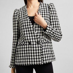 NWT Express Houndstooth Double Breasted Tweed Blazer Women's